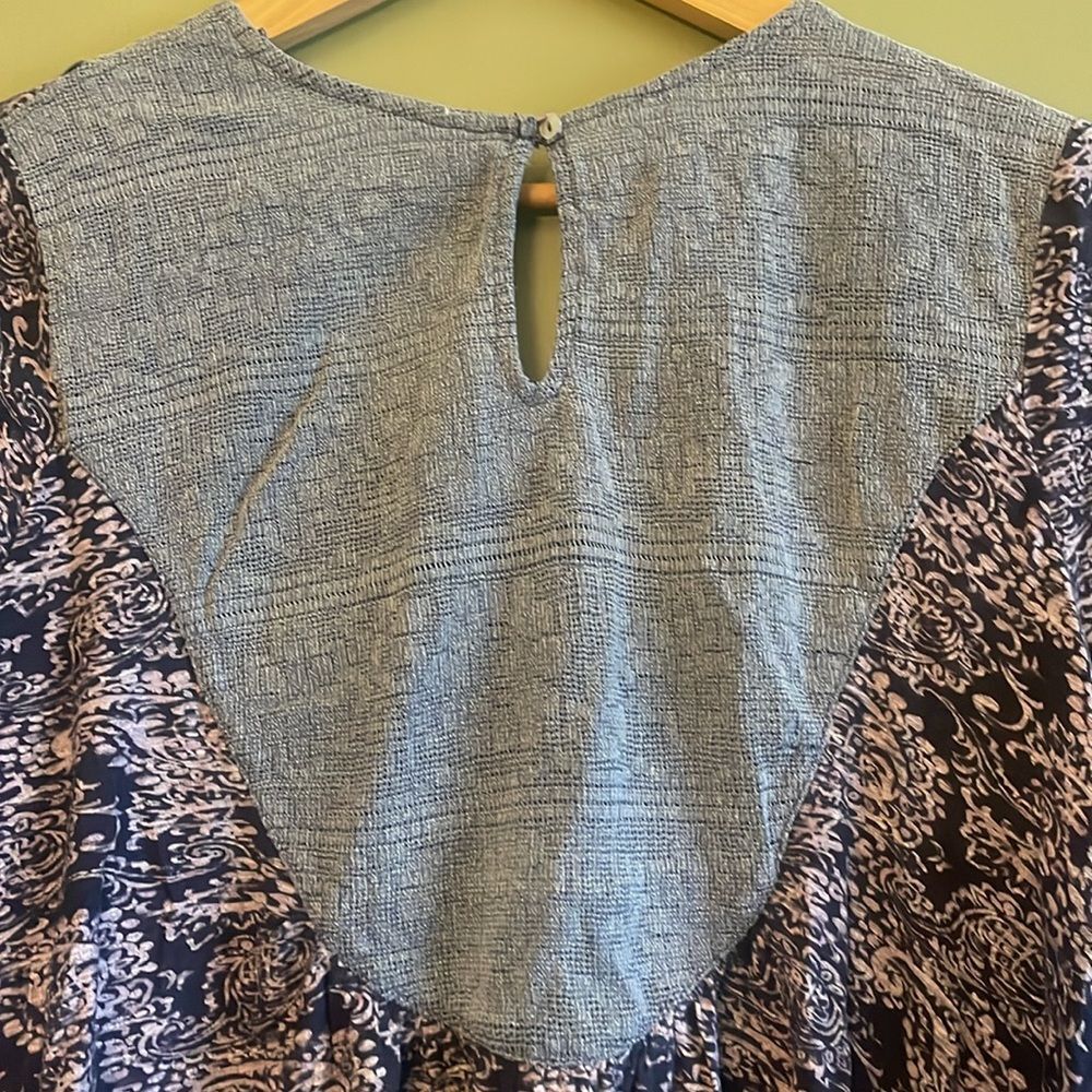 Anthropologie Akemi + Kin Marcella Boho Top Blue Peasant Blouse Shirt Sz M - Picture 10 of 10